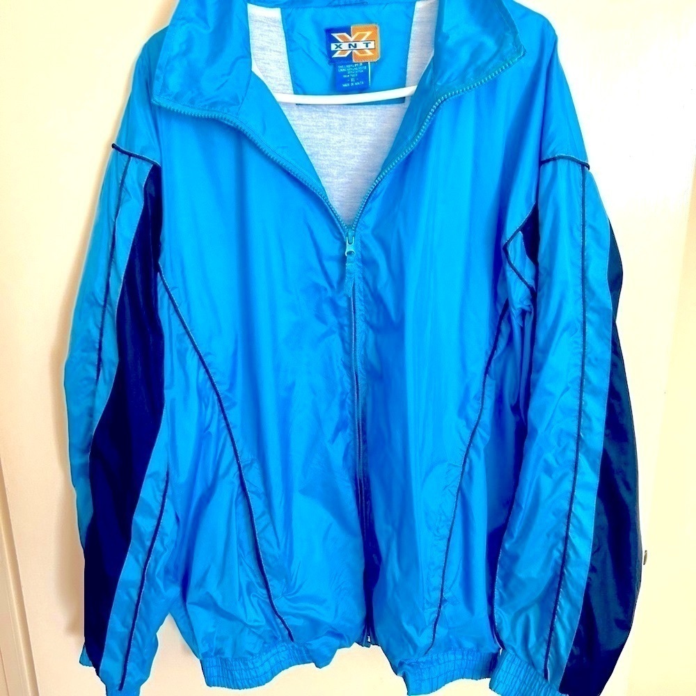 Vintage Mens Blue Windbreaker Jacket​​​​ Coat Sz XL​​​​​